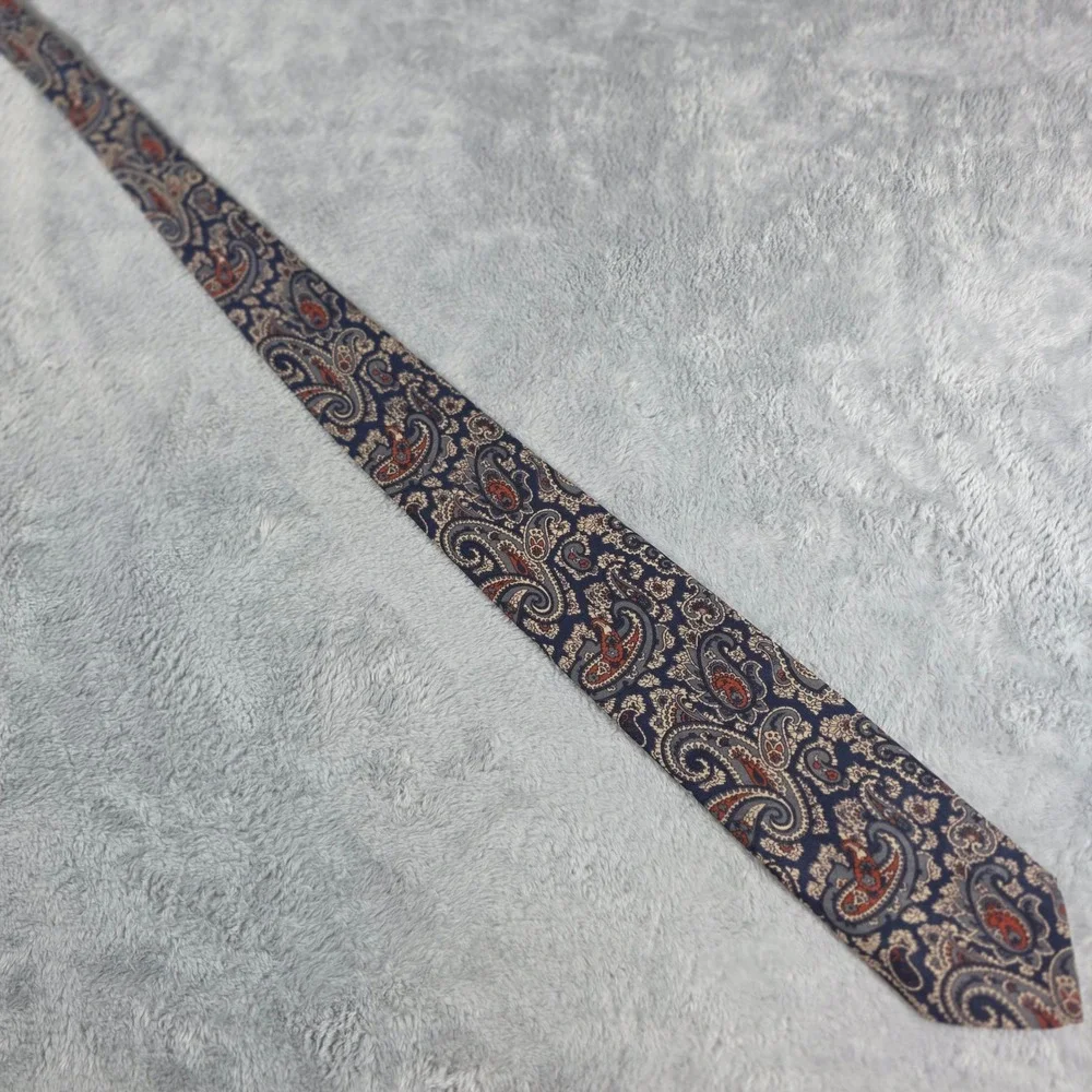 Nordstrom Mens Navy Blue Paisley Silk‎ Necktie Classic Formal Business 59